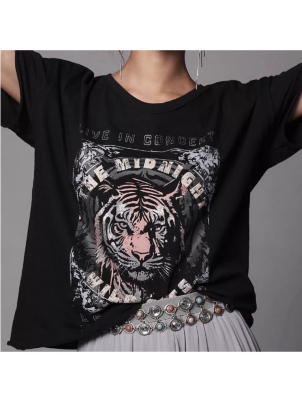 NWT Anthropologie Pilero The Midnight Wildcats Graphic Tee Black Size XL